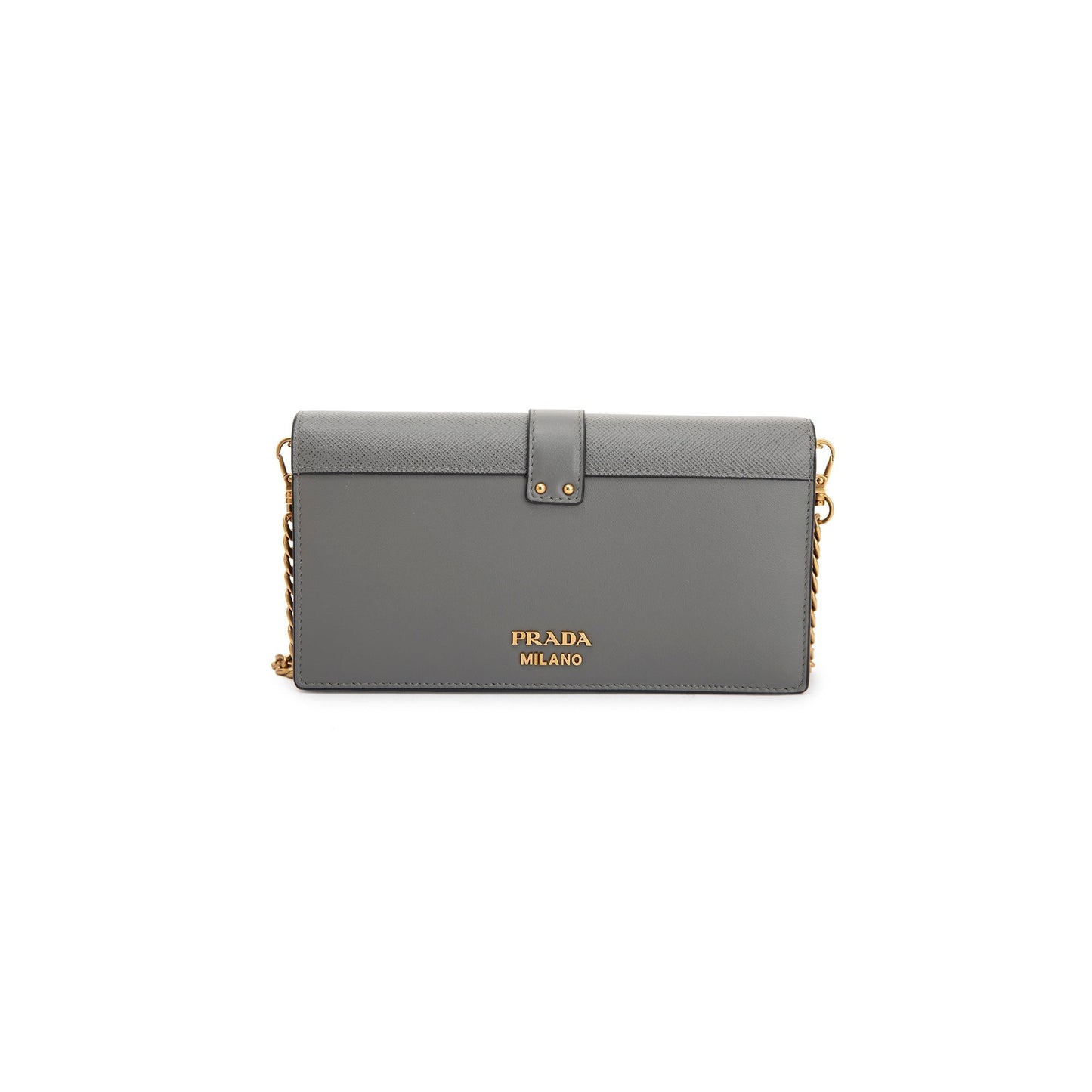 Prada Grey City Calf Cahier Wallet on Chain