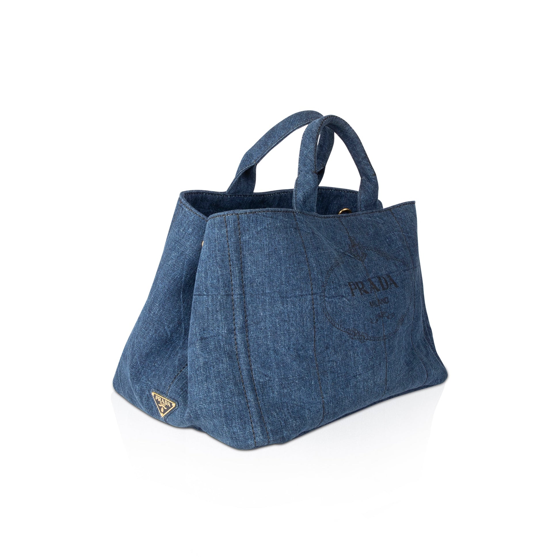 Prada Large Denim Canapa Logo Tote