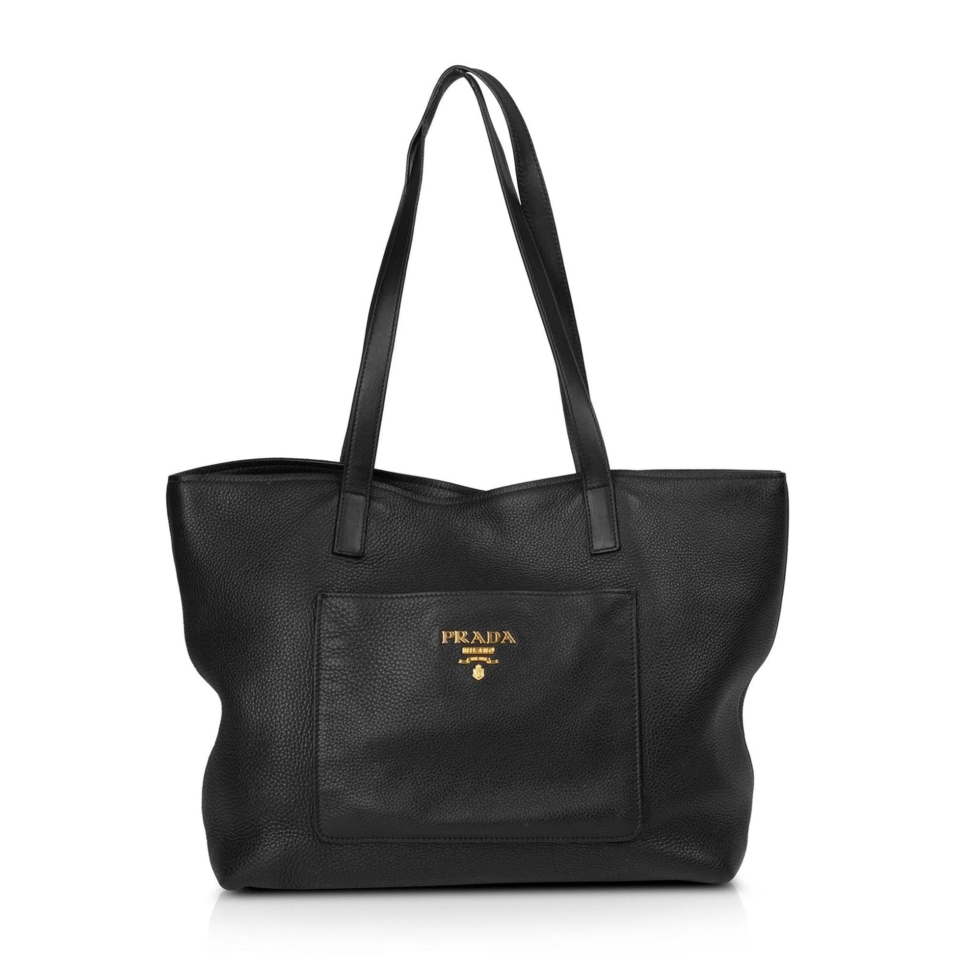 Prada Large Vitello Daino Front Pocket Tote