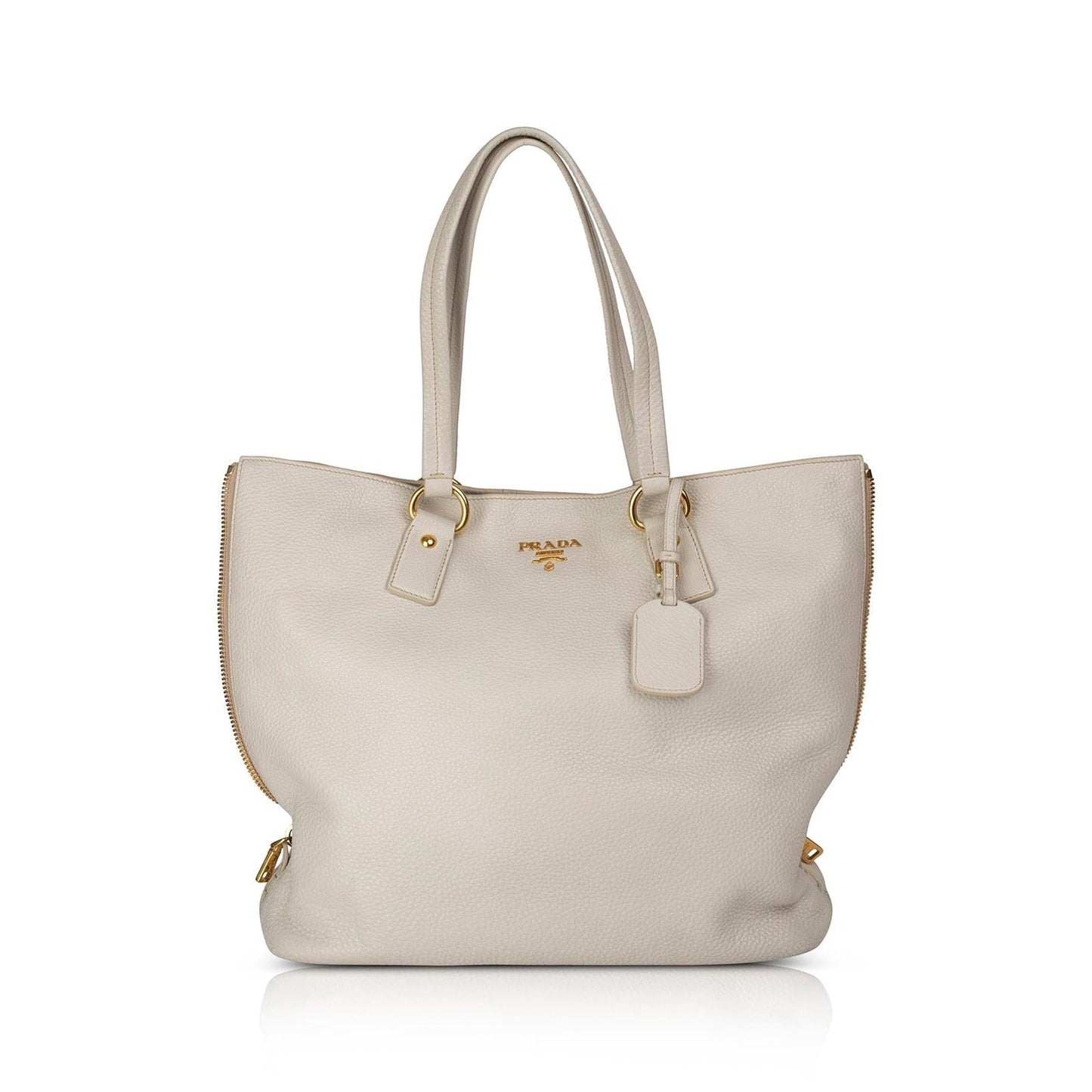 Prada Large Vitello Daino Side Zip Shopping Tote