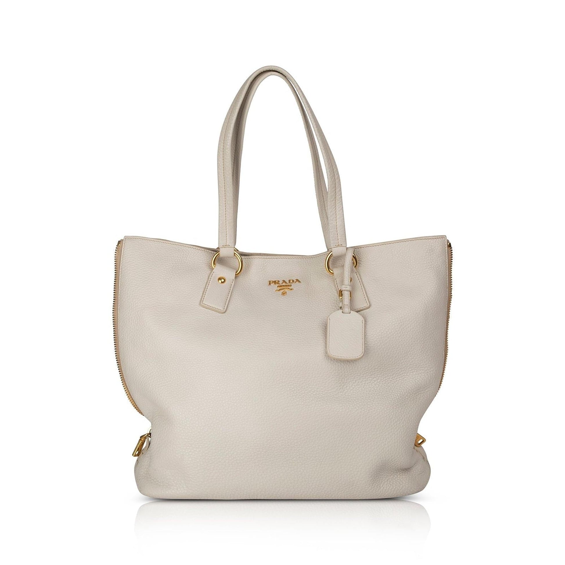 Prada Large Vitello Daino Side Zip Shopping Tote