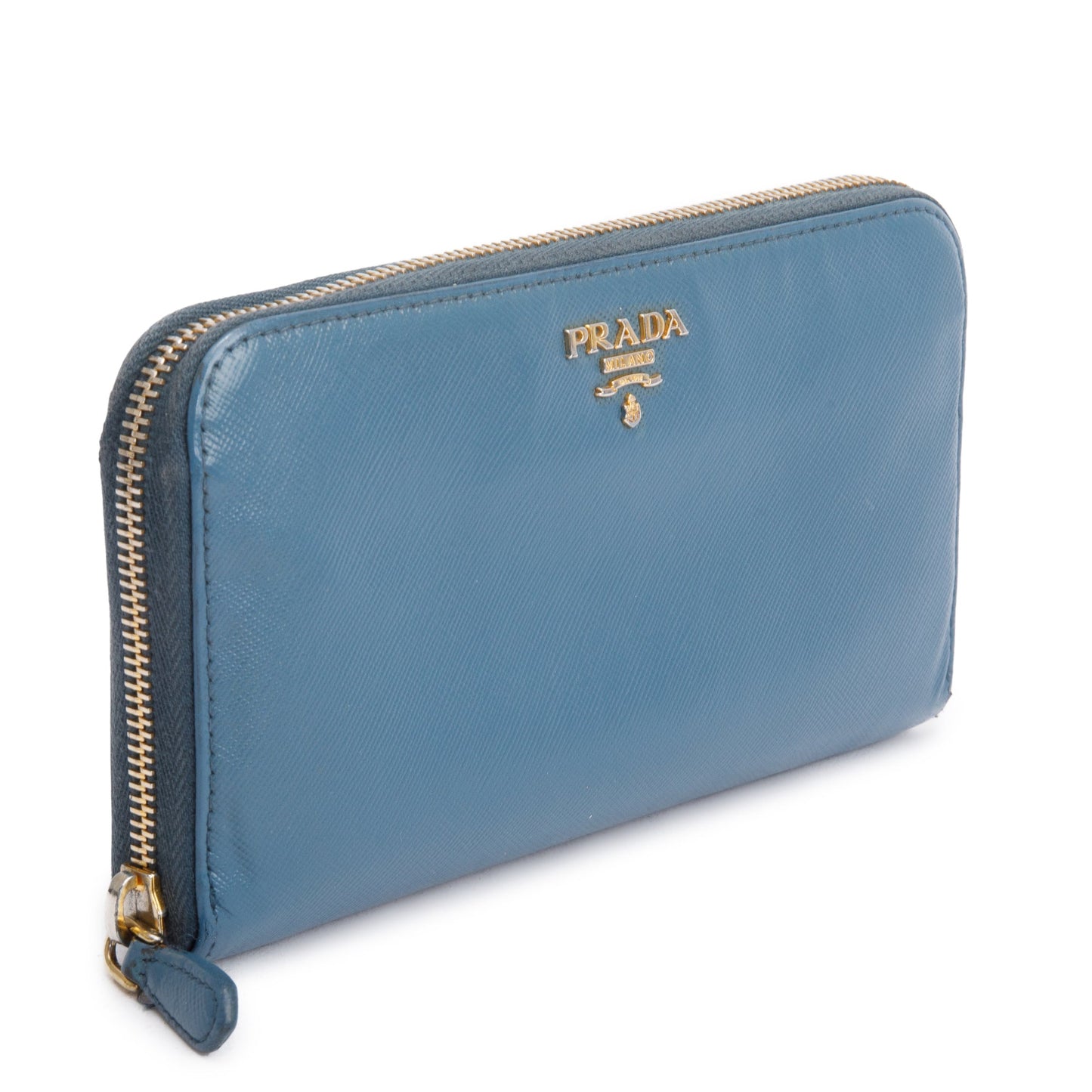 Prada Marine Saffiano Metal Leather Zip Around Wallet