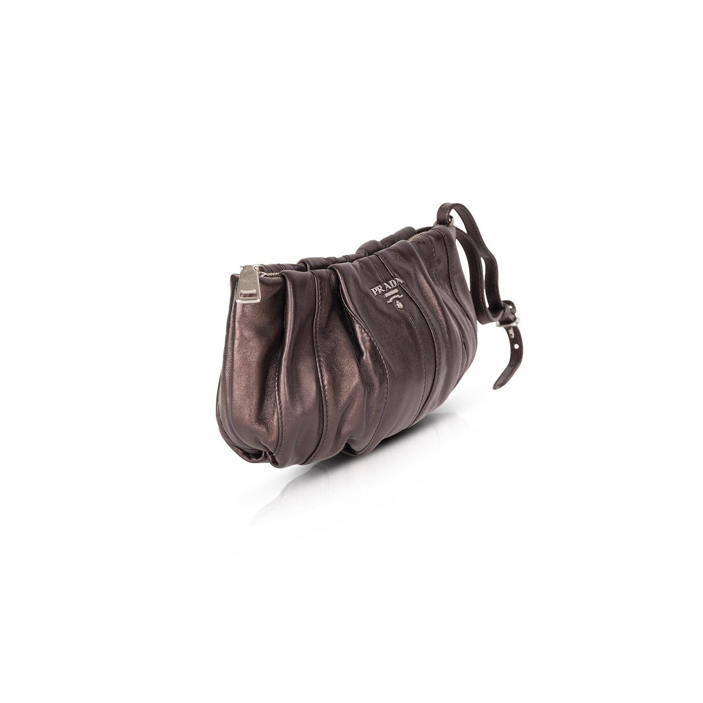 Prada Metallic Nappa Waves Wristlet