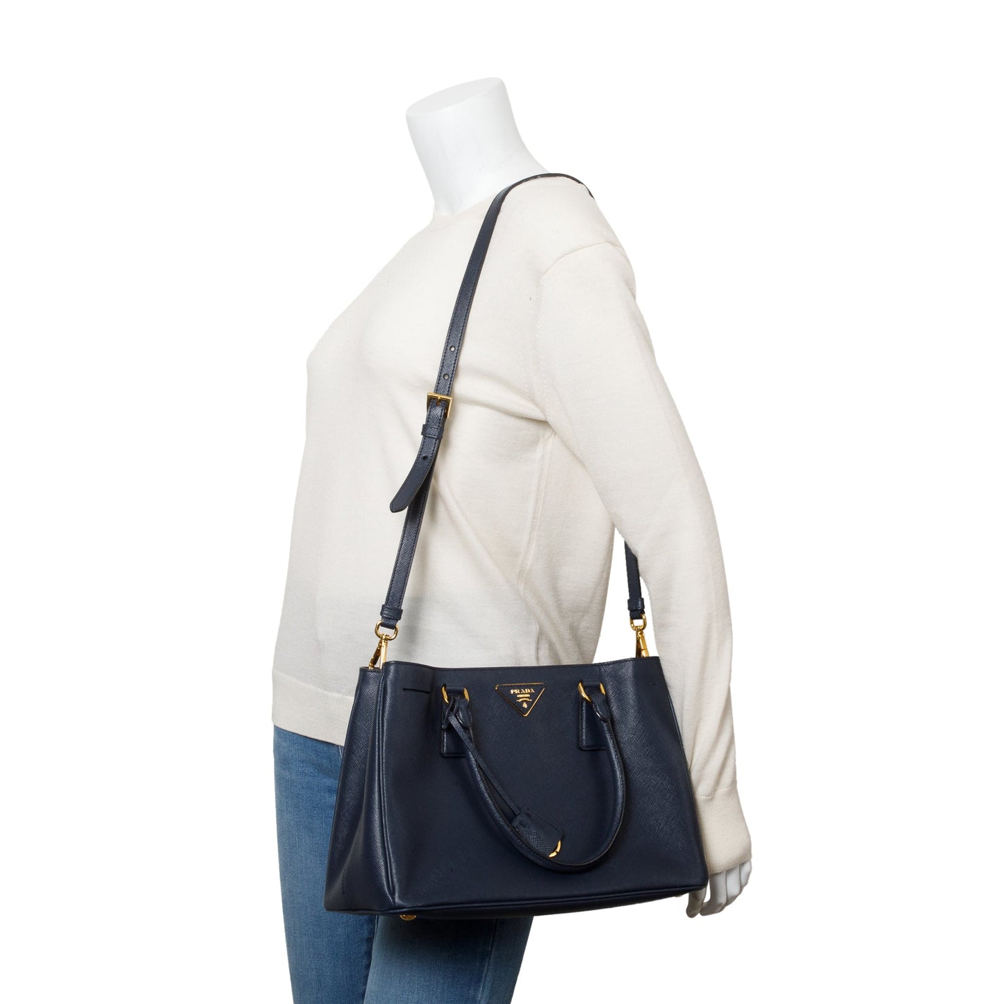 Prada Navy Saffiano Lux Medium Galleria Tote