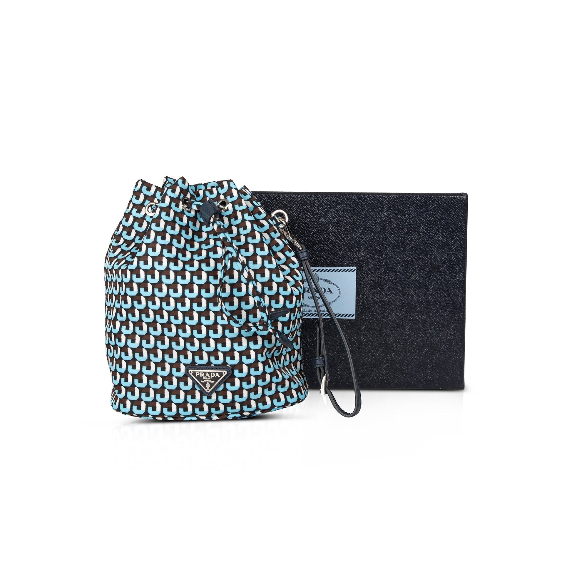 Prada Nylon Mini Bucket Wristlet Pouch
