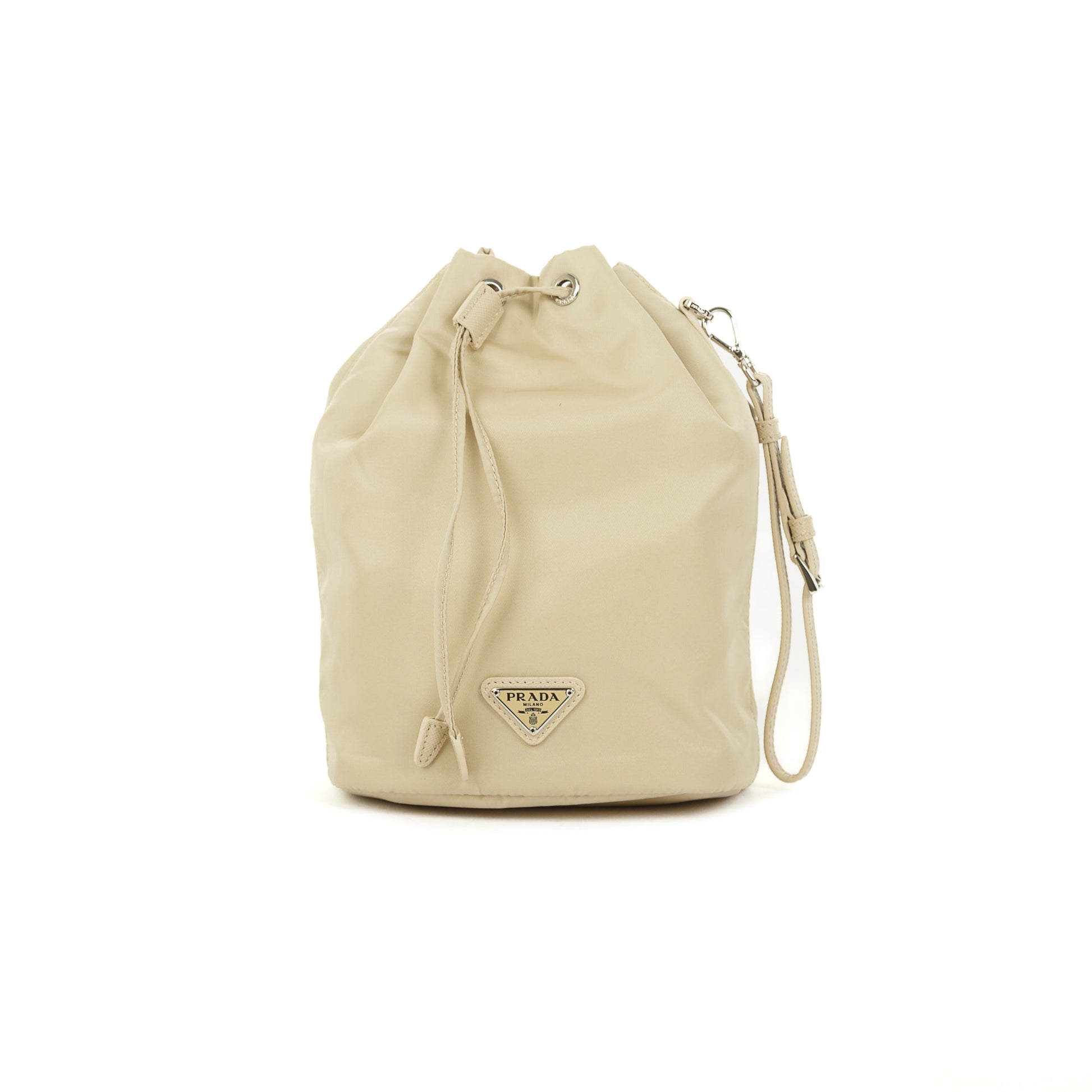 Prada Nylon Mini Bucket Wristlet Pouch