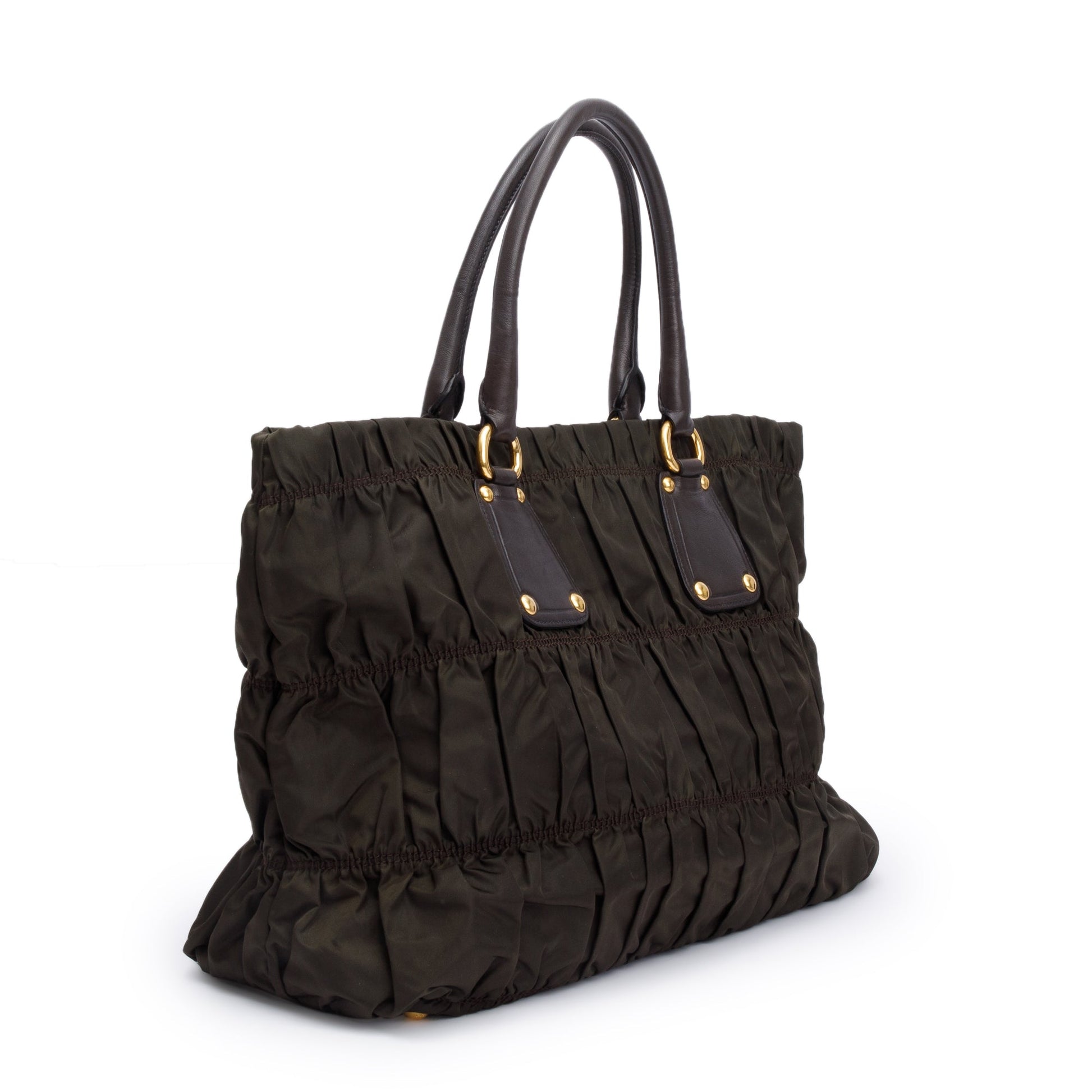 Prada Olive Green Tessuto Nylon Gauffre Quilted Tote