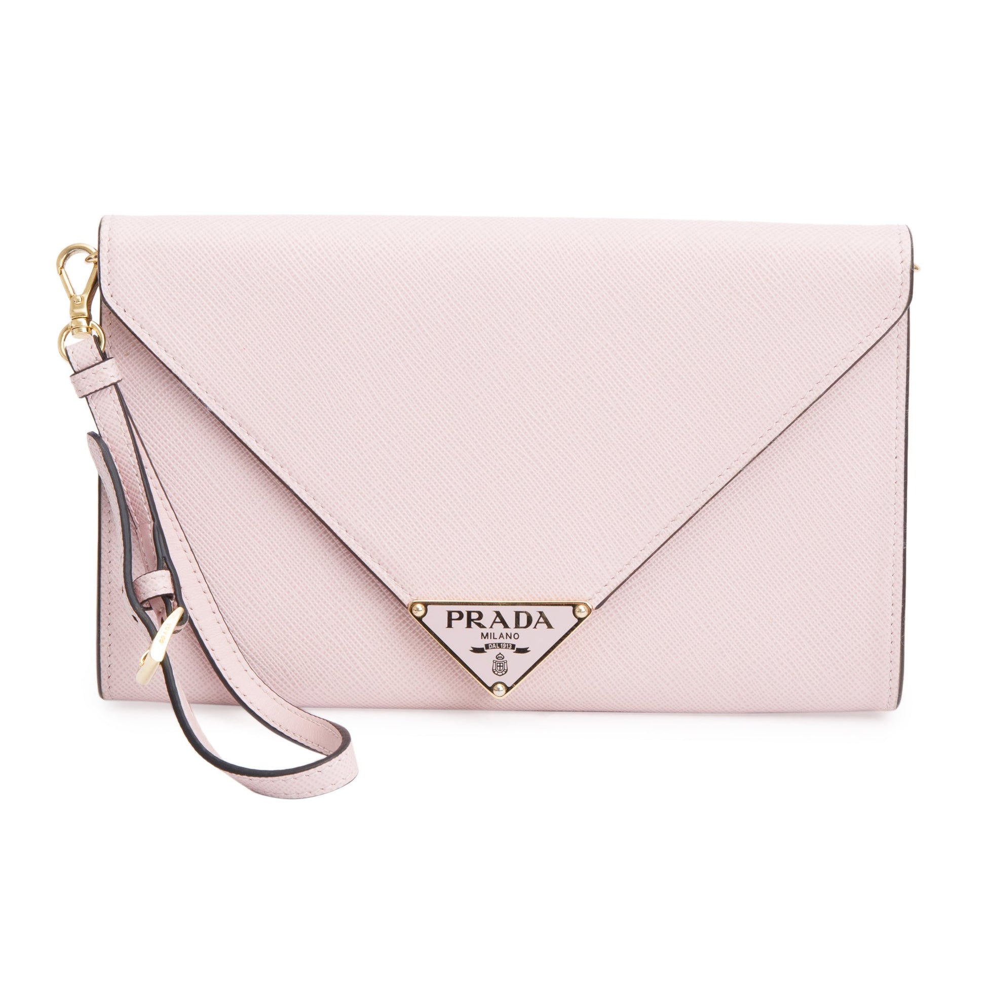 Prada Pink Saffiano Envelope Wristlet Clutch