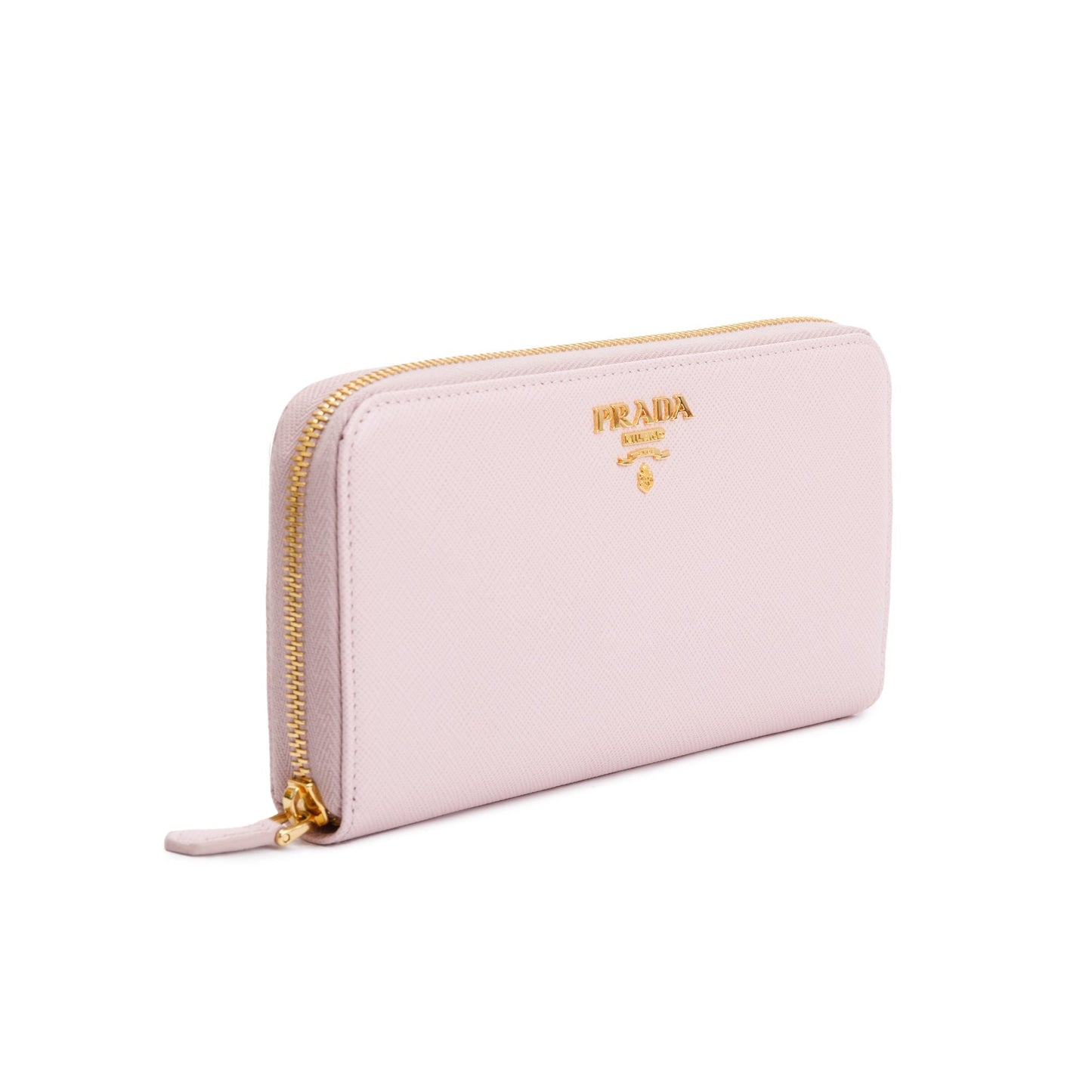 Prada Pink Saffiano Leather Zip Around Wallet