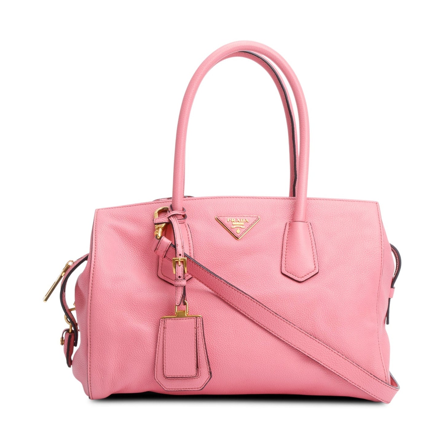 Prada Pink Vitello Grain Leather Signature Top Handle Bag