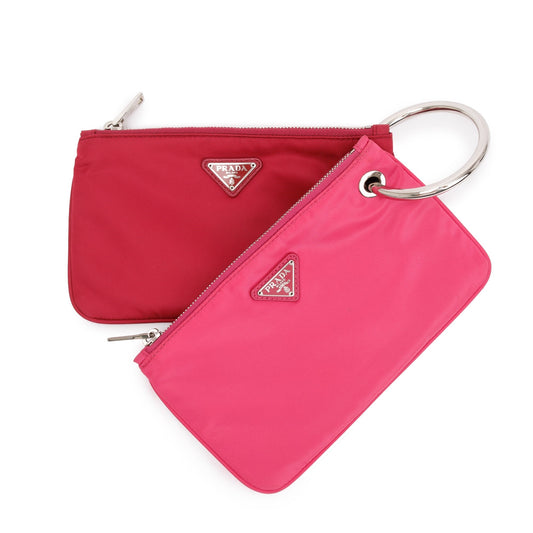 Prada Pink/Red  Tessuto O-Ring Wristlet