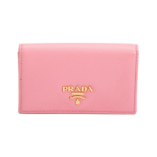 Prada Pinkk Saffiano Leather Flap Card Holder