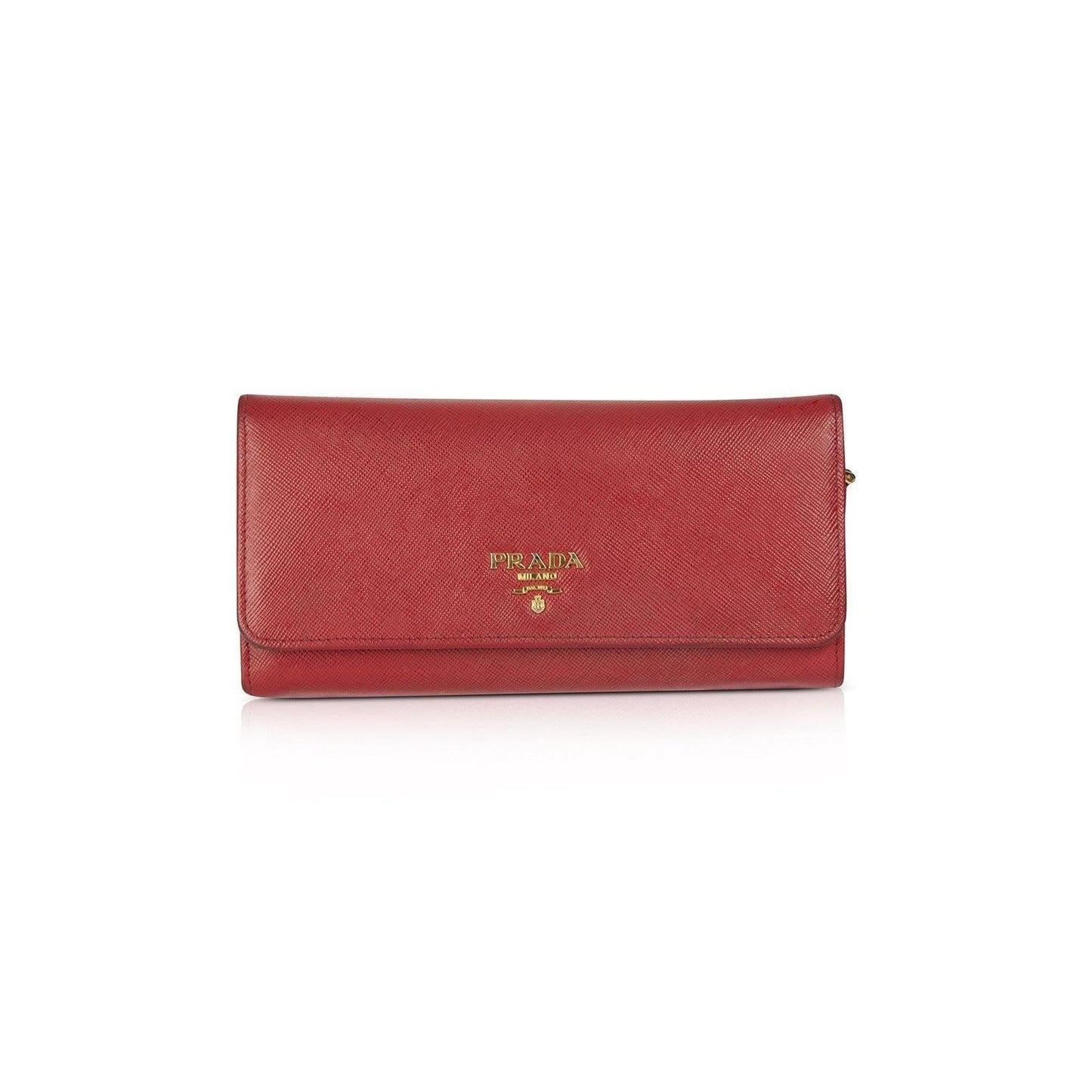 Prada Red Saffiano Continental Wallet