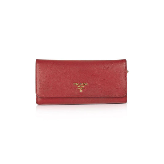 Prada Red Saffiano Continental Wallet