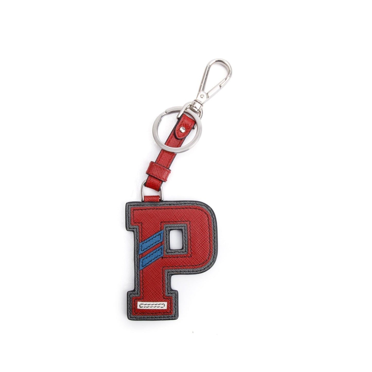 Prada Red Saffiano Leather Letter P Keychain