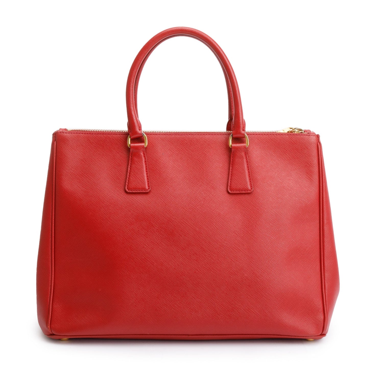 Prada Red Saffiano Lux Large Double Zip Galleria Tote