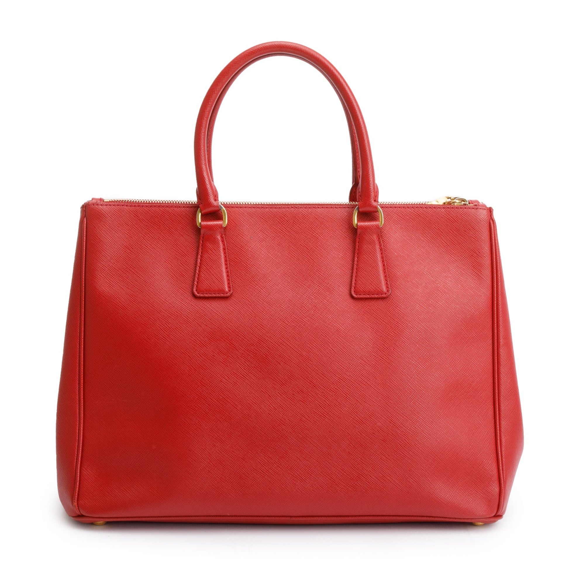 Prada Red Saffiano Lux Large Double Zip Galleria Tote