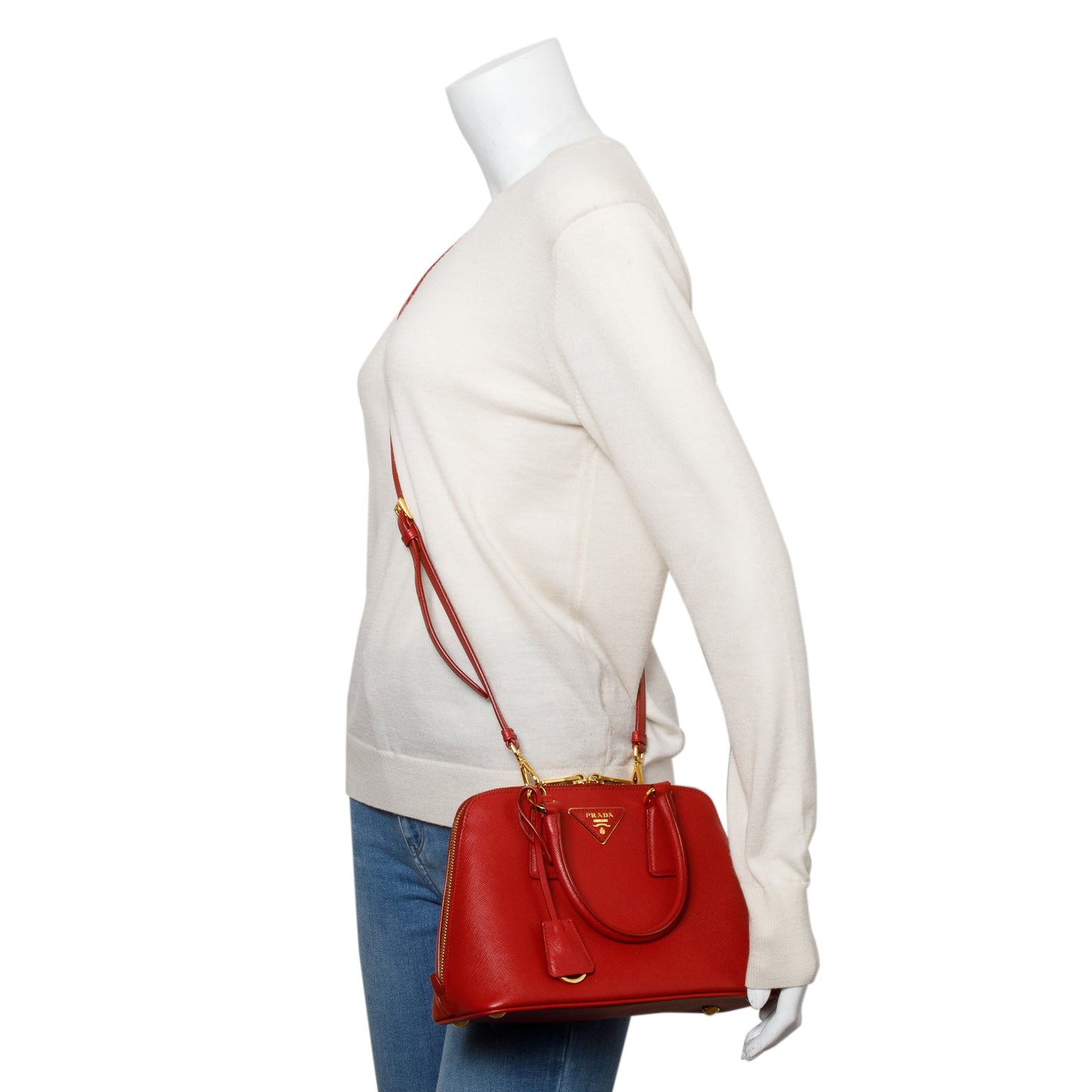 Prada Red Saffiano Lux Small Promenade Tote