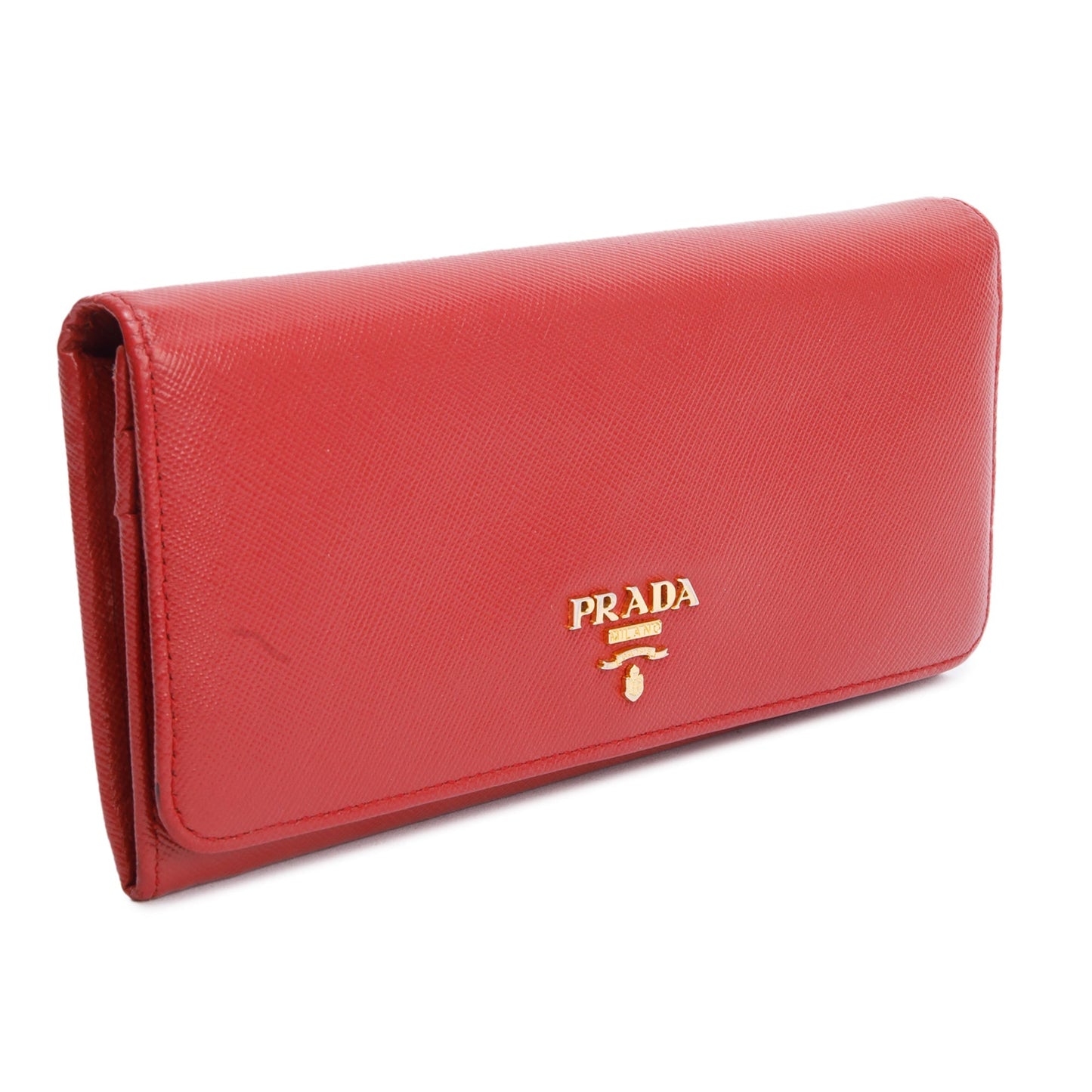 Prada Red Saffiano Metal Continental Wallet