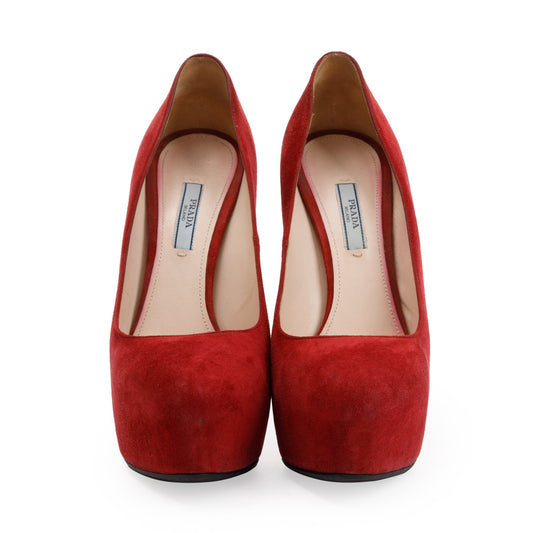 Prada Red Suede Pumps, Size 39.5