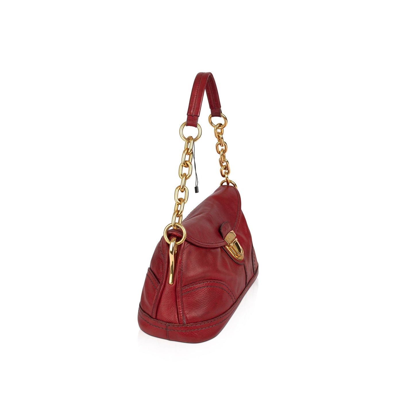Prada Red Vitello Daino Chain Shoulder Bag