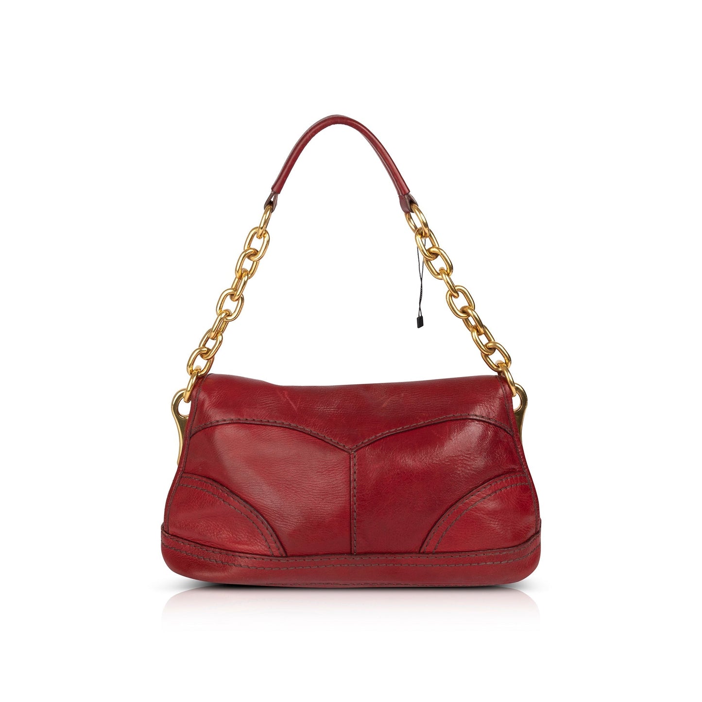 Prada Red Vitello Daino Chain Shoulder Bag