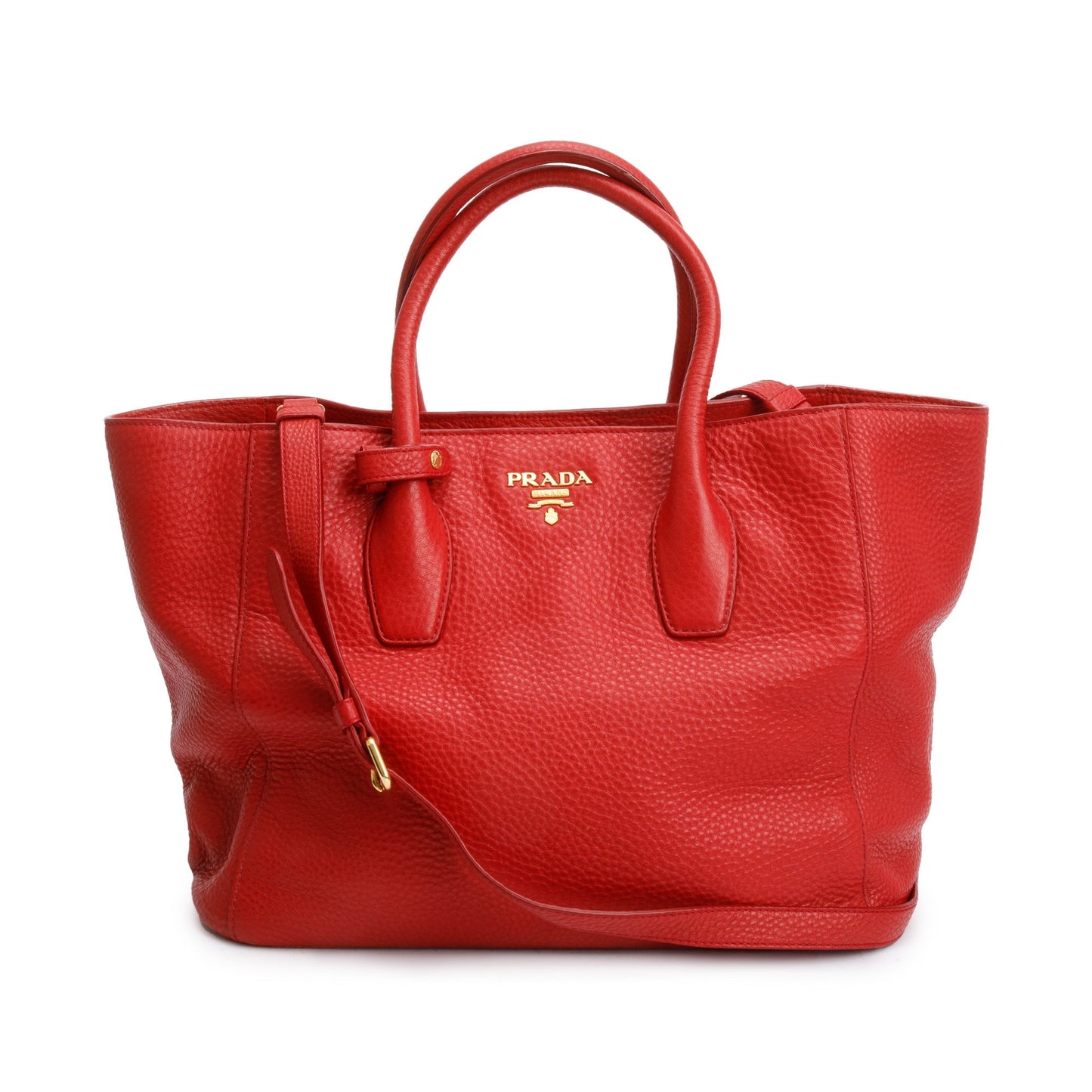 Prada Red Vitello Daino Leather Tote