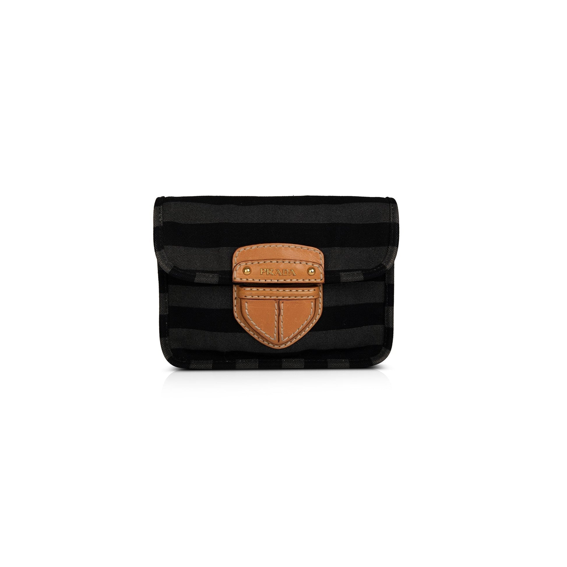 Prada Righe Striped Canapa Shoulder Bag