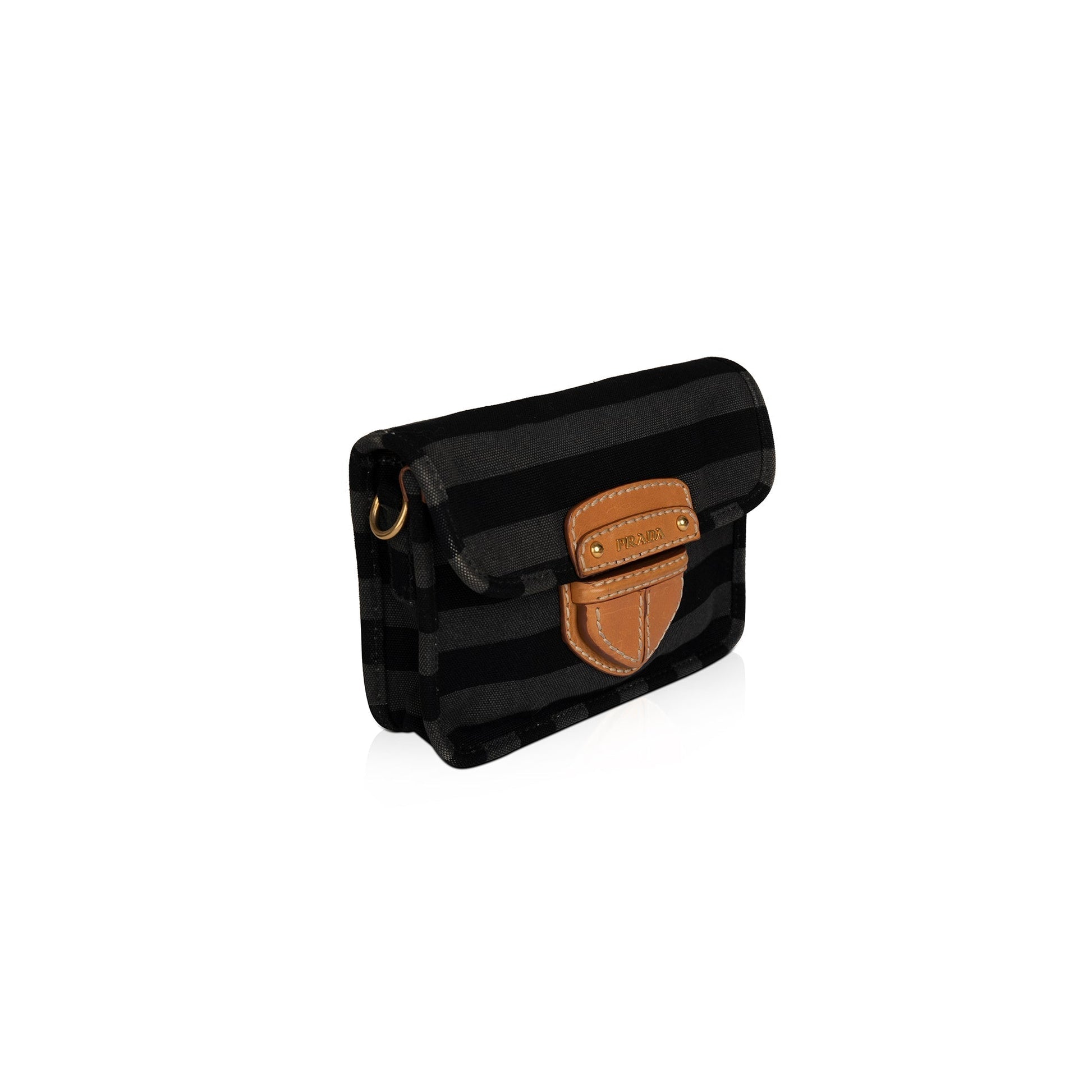 Prada Righe Striped Canapa Shoulder Bag