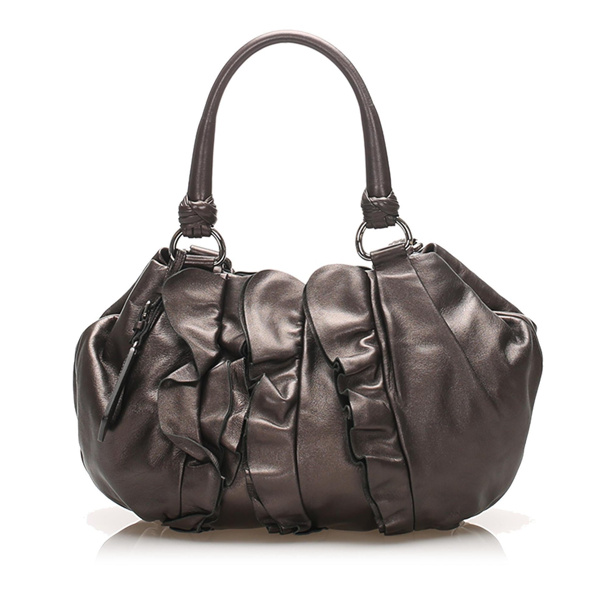 Prada Ruffled Leather Tote Bag ( )