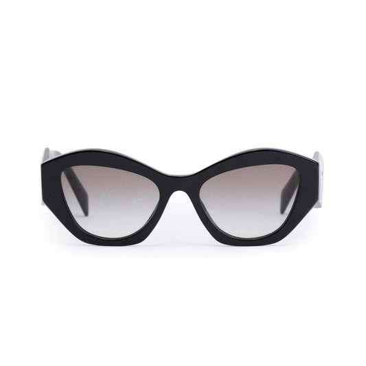 Prada SPR 07Y Black Acetate Symbole Cat-Eye Sunglasses