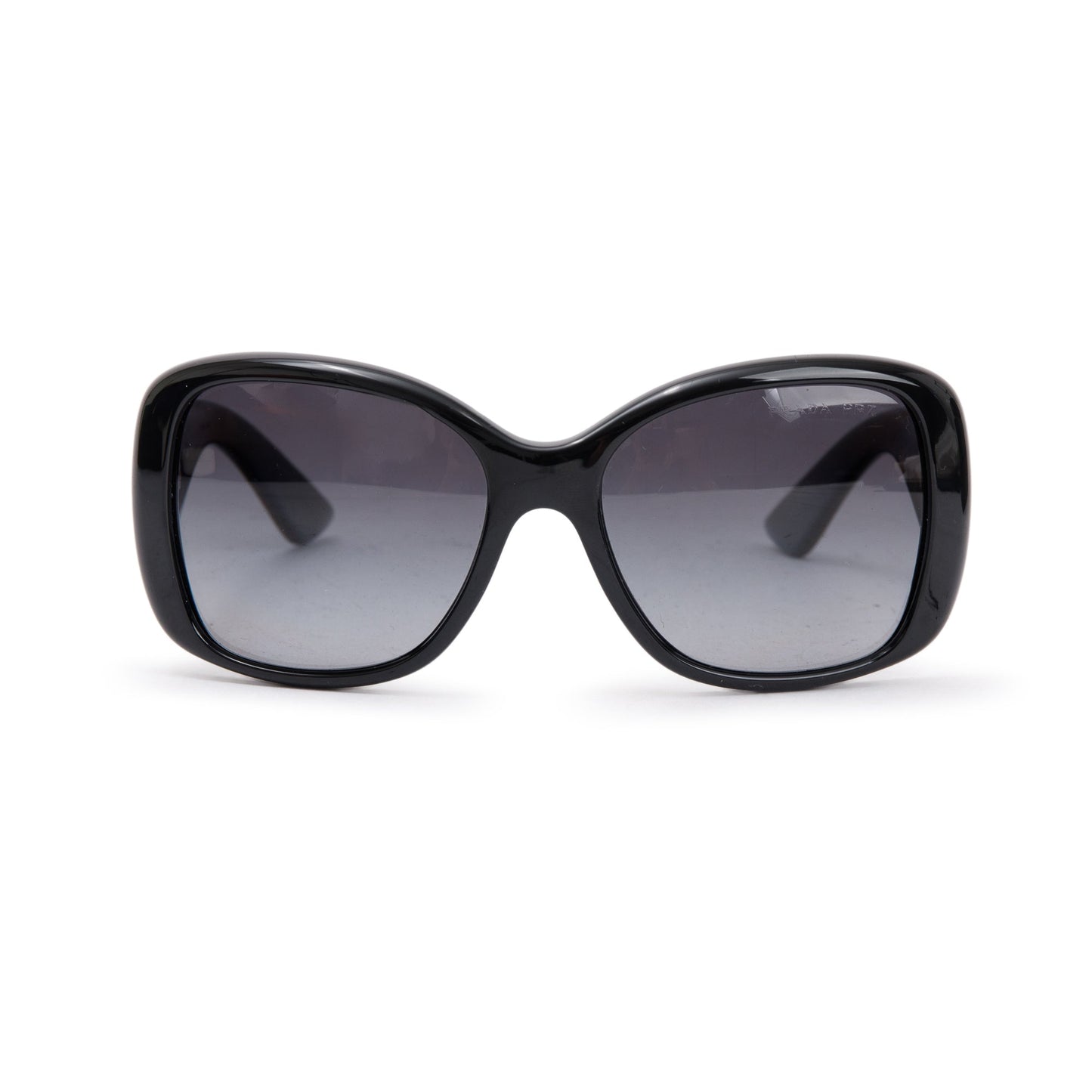 Prada SPR 32P Black Acetate Triangle Logo Sunglasses