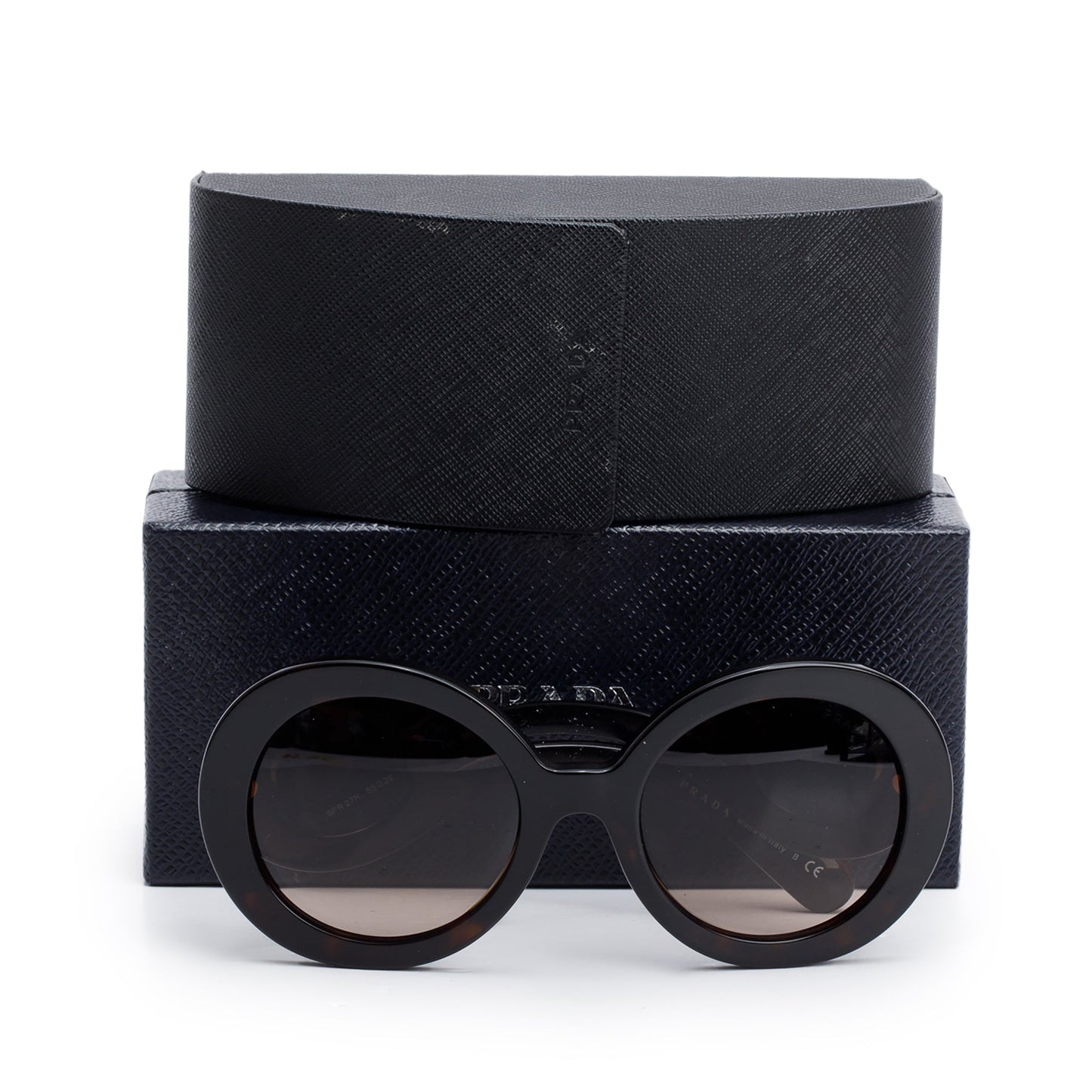 Prada SPR27N Black Acetate Classic Spiral Sunglasses