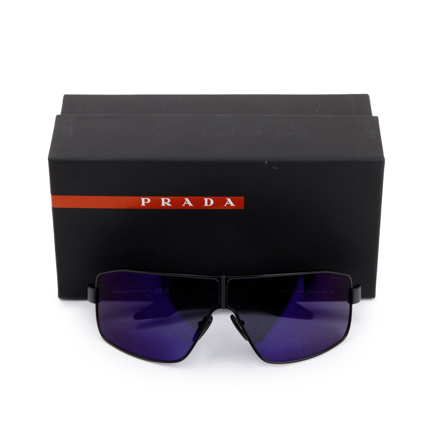 Prada SPS54Y Black Linea Rossa Sport Shield Sunglasses
