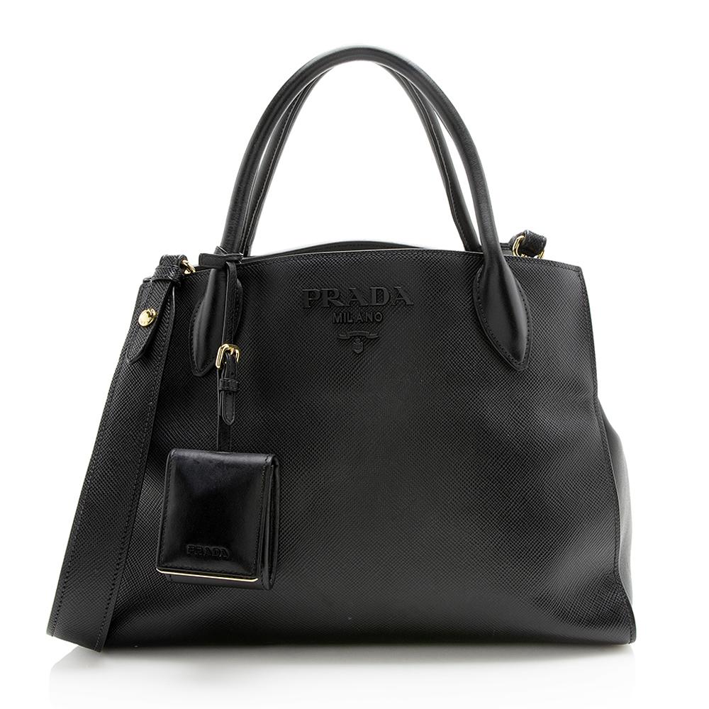Prada Saffiano Cuir Leather Monochrome Medium Tote ( )