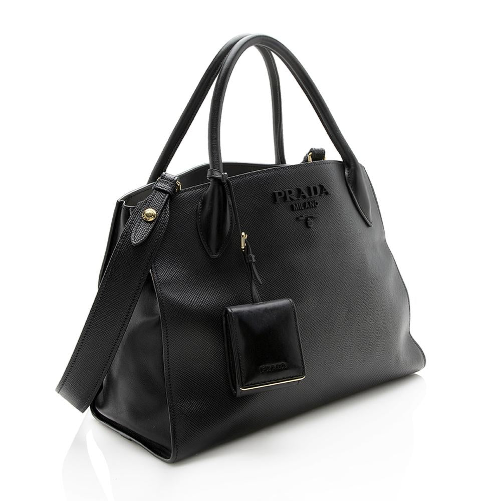 Prada Saffiano Cuir Leather Monochrome Medium Tote ( )