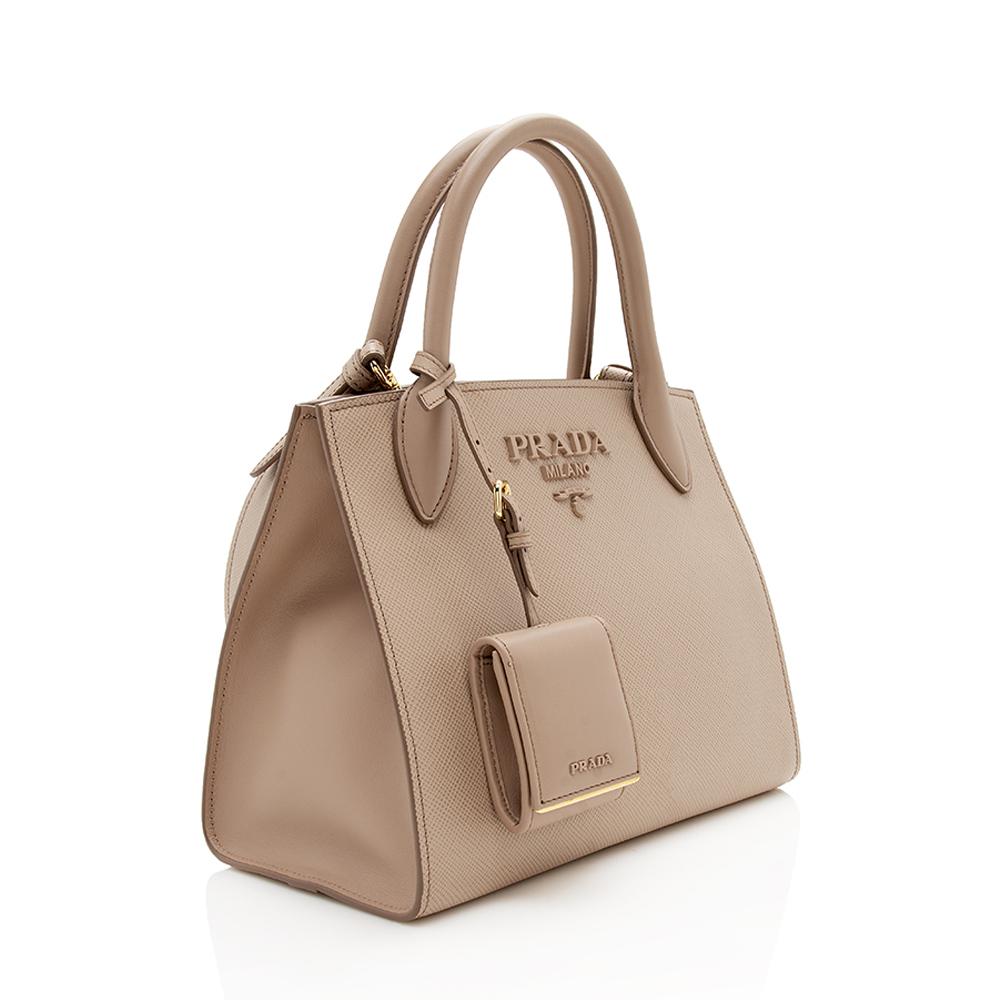 Prada Saffiano Cuir Leather Monochrome Small Tote ( )
