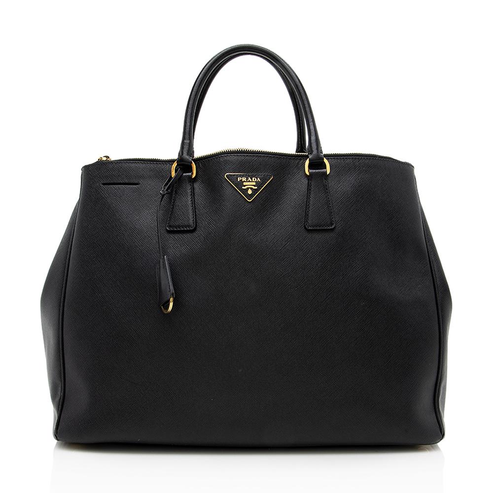 Prada Saffiano Leather Lux Double-Zip Large Tote ( )
