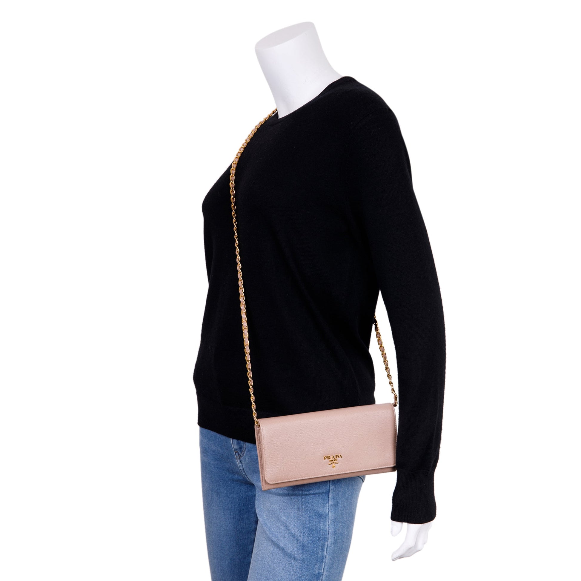 Prada Saffiano Metal Wallet on Chain