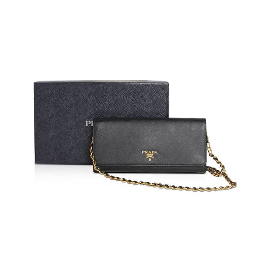 Prada Saffiano Metal Wallet on Chain