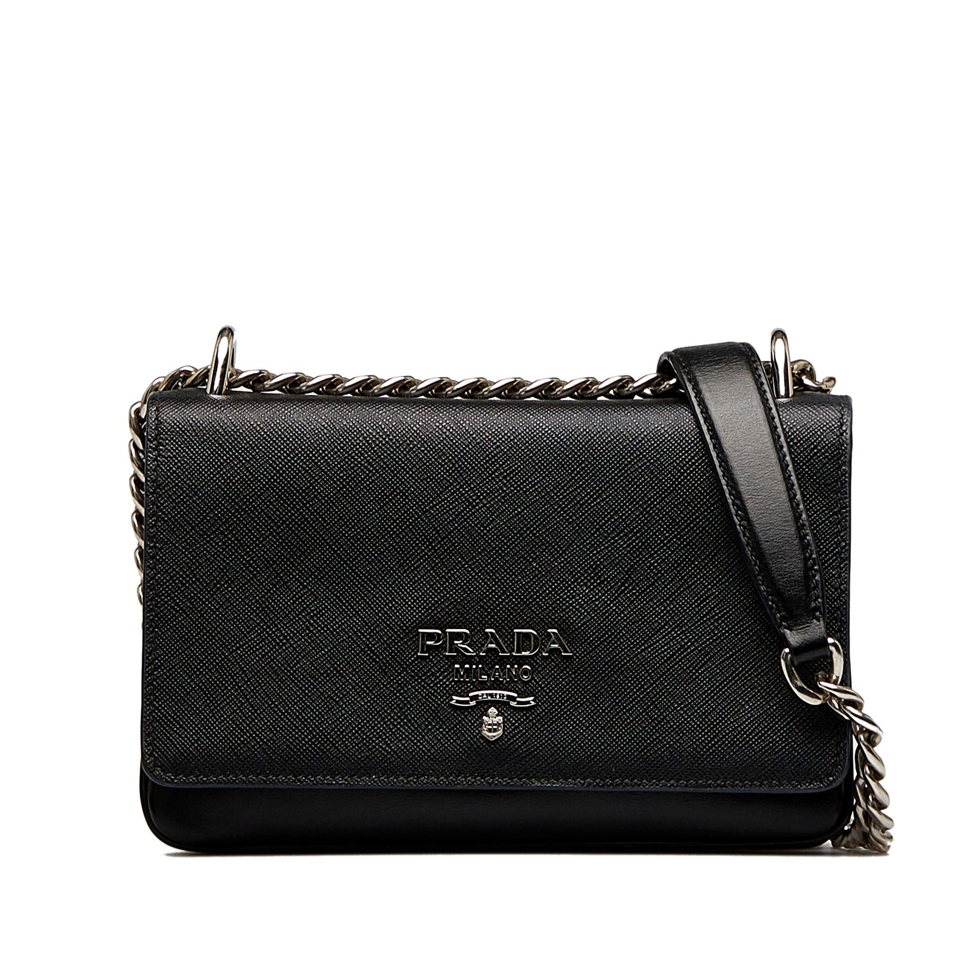 Prada Saffiano and City Calf Chain Crossbody Bag (SHG- )