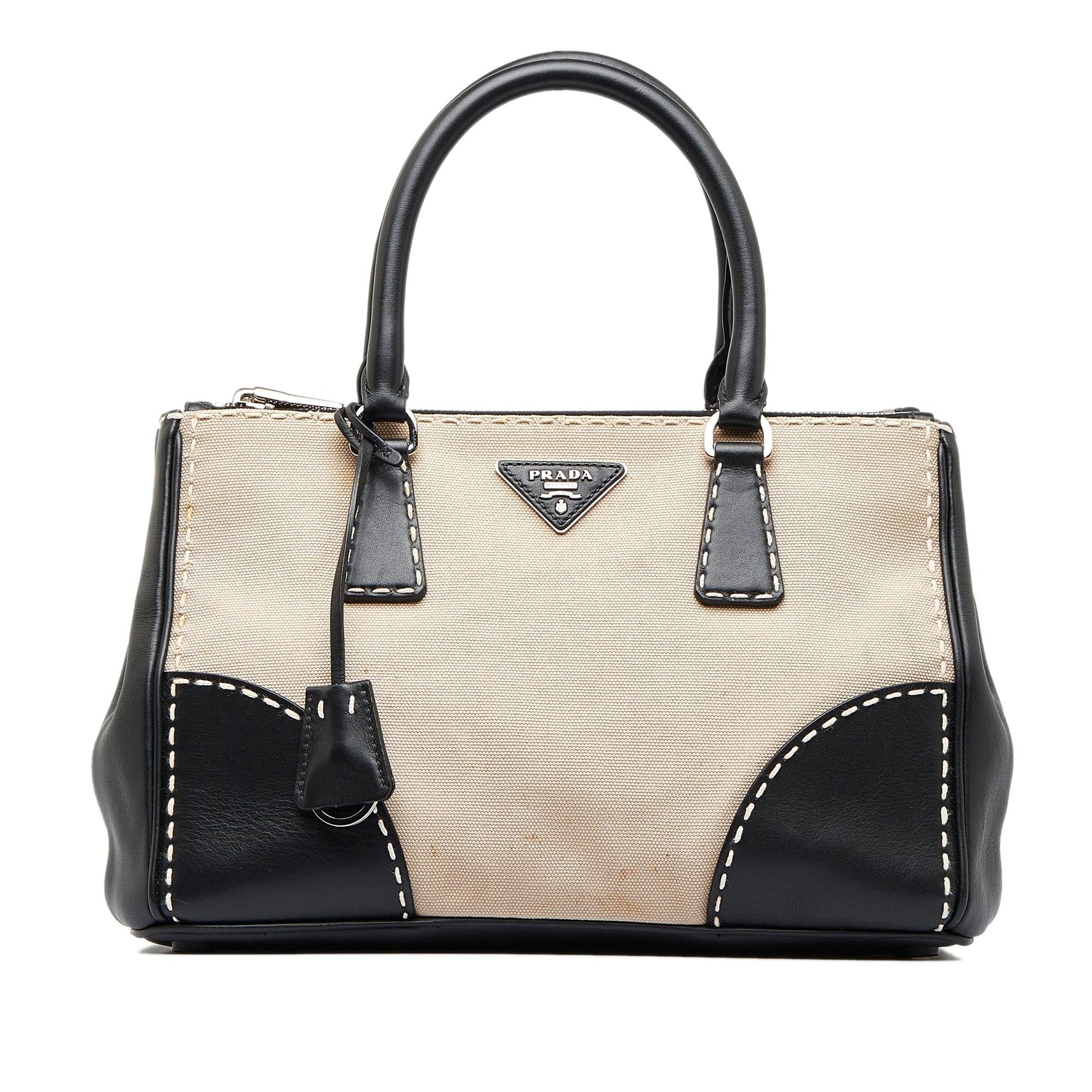Prada Small City Calf Hand Stitched Galleria Double Zip (SHG-8e9XNd) Luxury Handbag