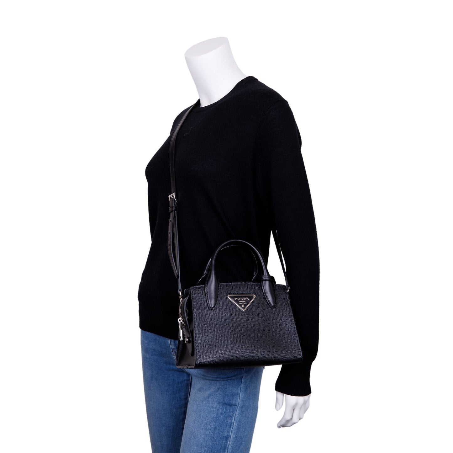 Prada Small Saffiano Cuir Kristen Bag with Strap