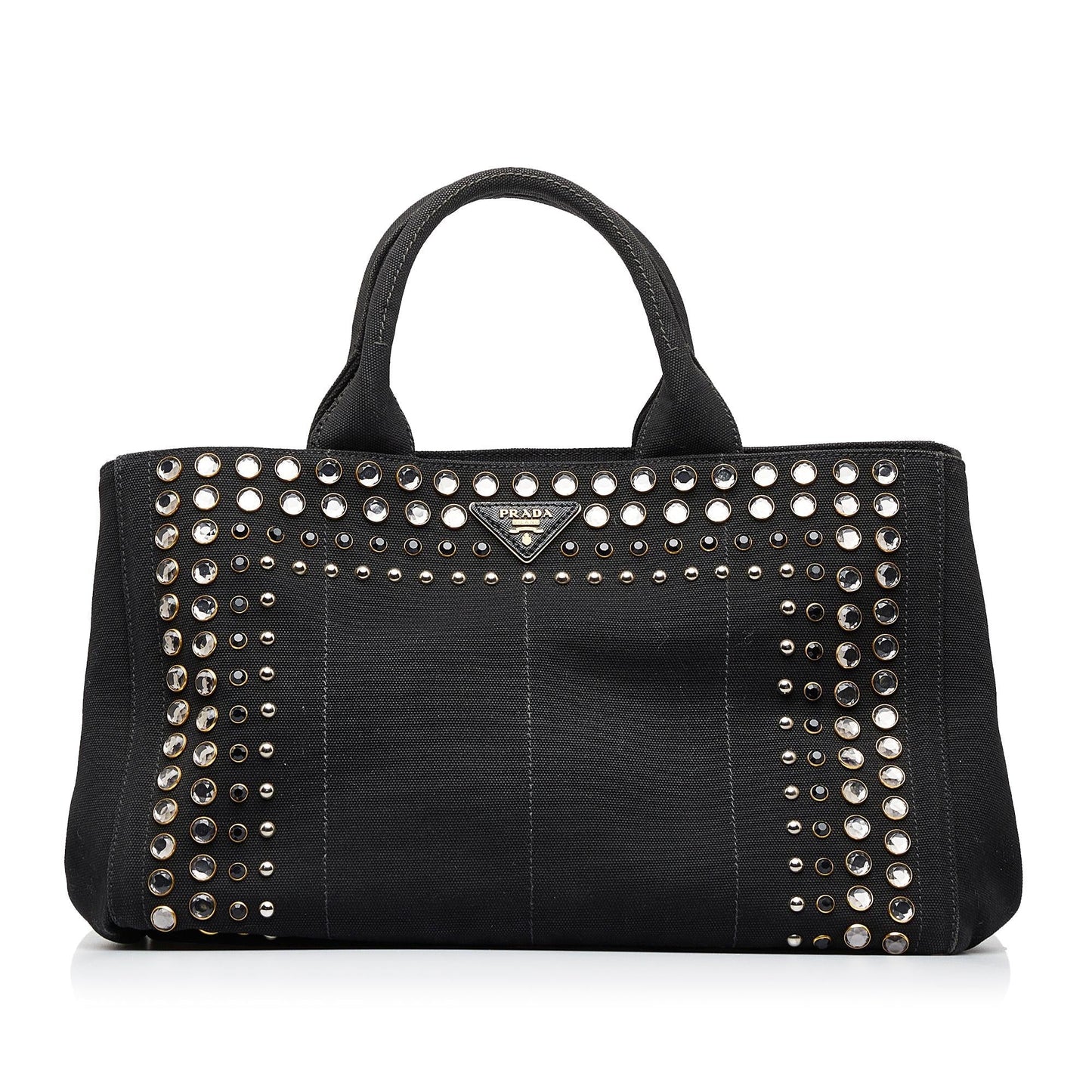 Prada Studded Canapa Tote Bag ( )