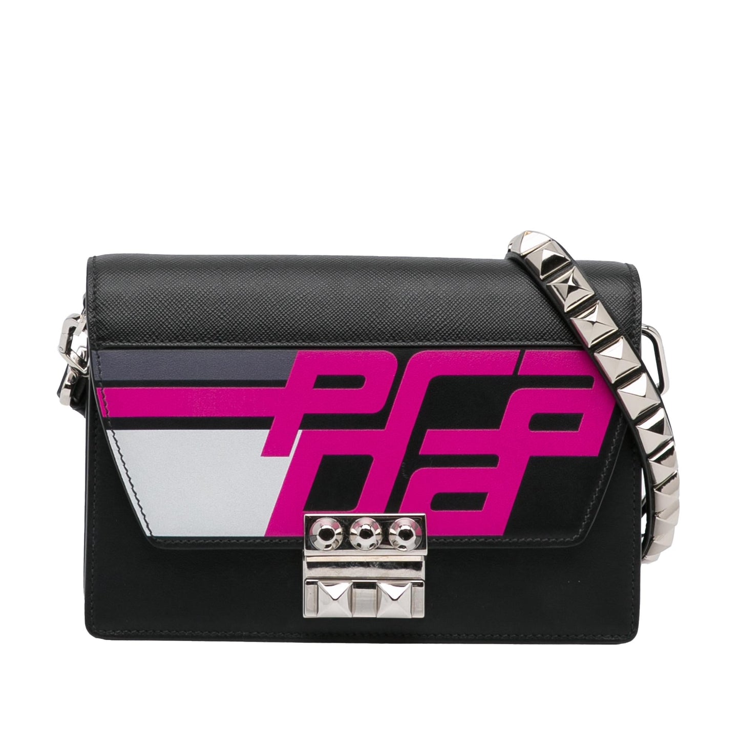 Prada Studded Saffiano Racing Logo Elektra Crossbody Bag (SHG- )