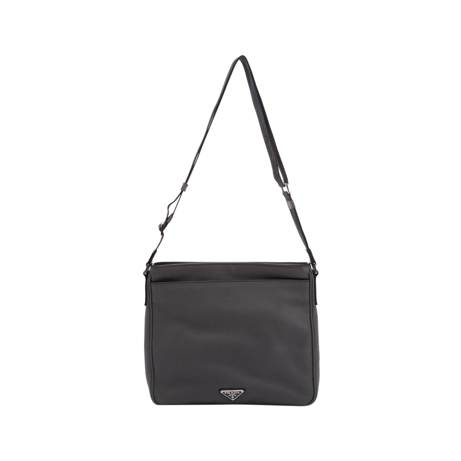 Prada Vitello Daino Front Pocket Zip Messenger Bag