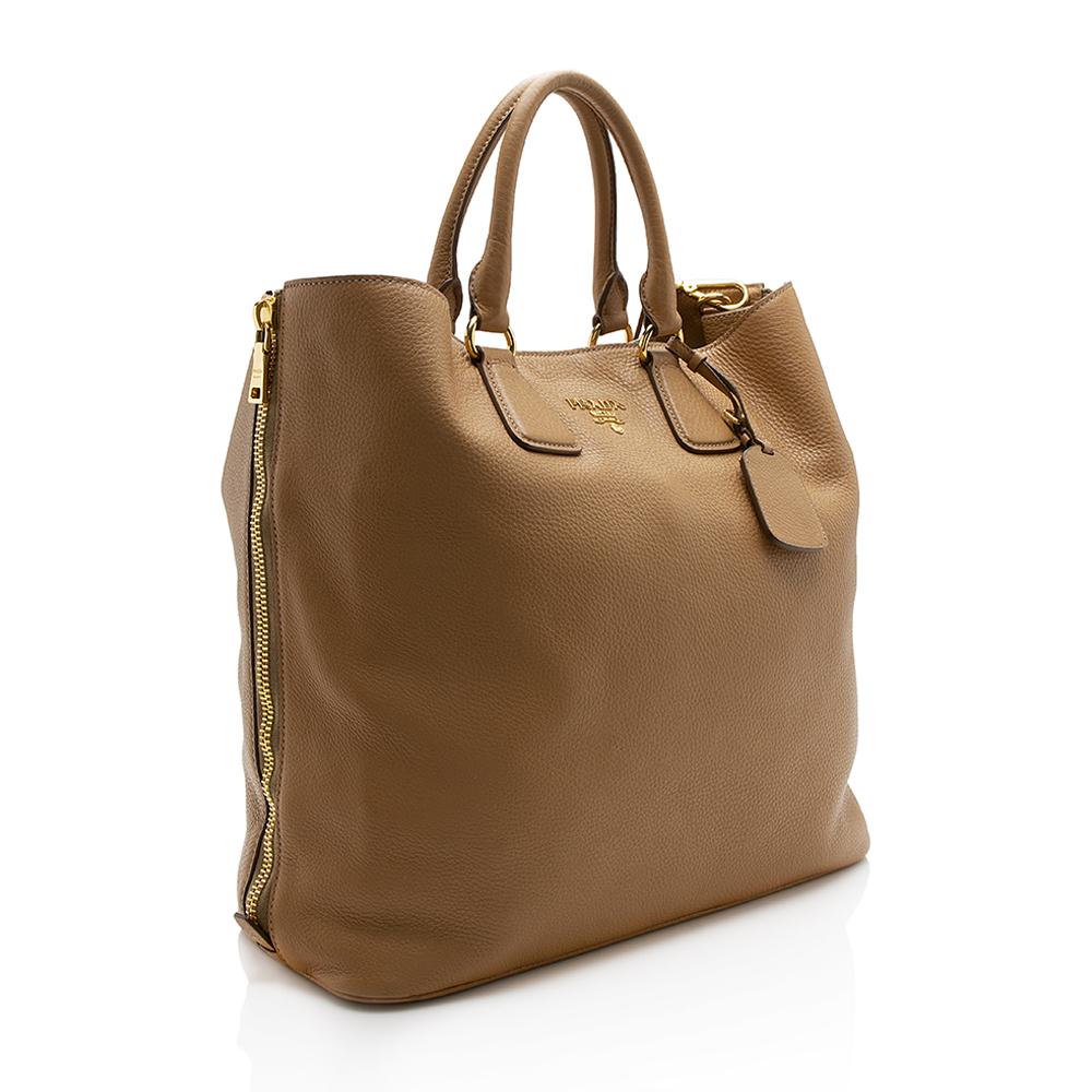Prada Vitello Daino Side Zip Tote ( )