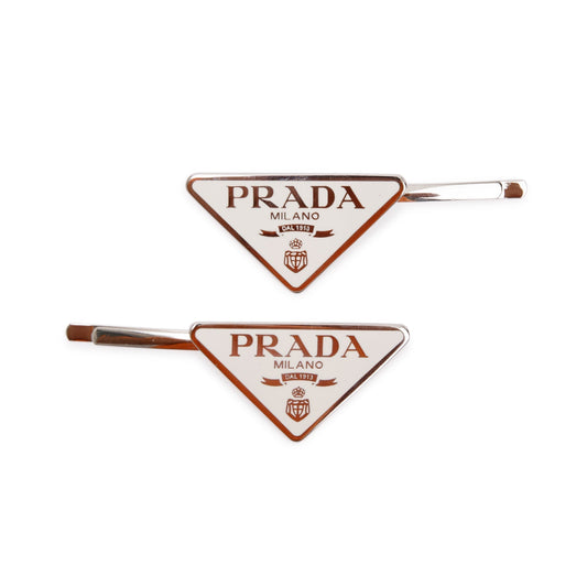 Prada White Metal Hair Clip