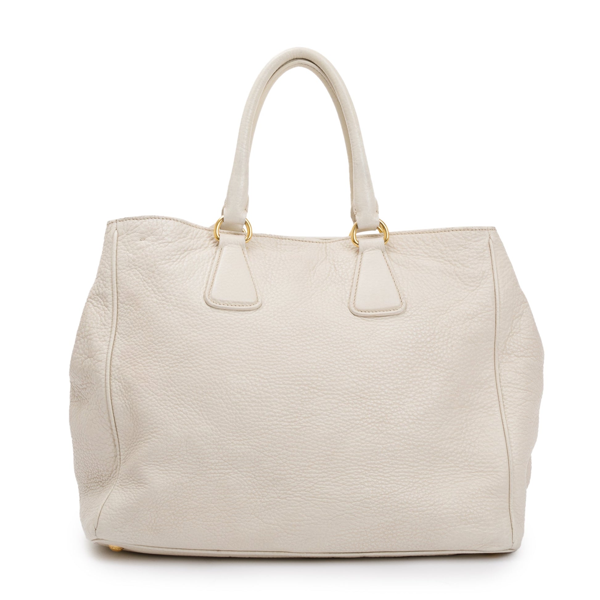 Prada White Vitello Daino Leather Tote