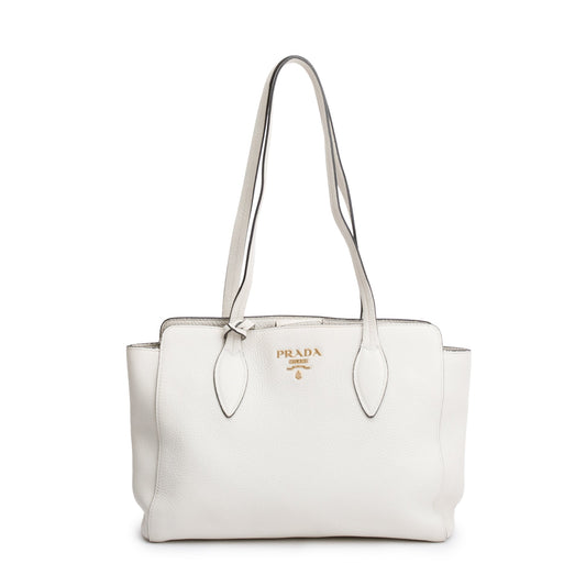 Prada White Vitello Phenix Shopping Tote